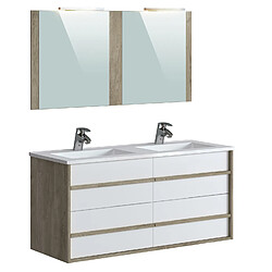 Acheter Pegane meuble salle de bain double vasque - Chêne