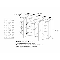 MPC Meuble Blanc Mat Chêne - 149x101 cm pas cher