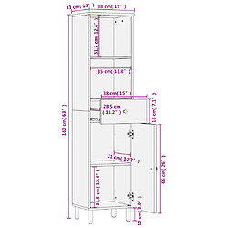 vidaXL Armoire de salle de bain noir 38x33x160 cm bois massif manguier pas cher