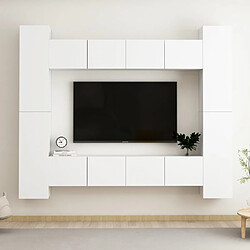 VIDAXL Ensemble meuble TV 8 pcs - Blanc