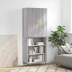 vidaXL Buffet haut - Sonoma gris Buffet haut - Bois d'ingénierie et métal - Étagères et portes - 69,5 x 34 x 180 cm