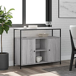 vidaXL Buffet Sonoma gris 80 cm Buffet bois d'ingénierie & acier - Pieds réglables - 100 x 35 x 80 cm
