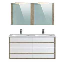 Pegane meuble salle de bain double vasque - Chêne