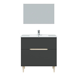 Pegane Meuble sous-vasque - Noir et chêne