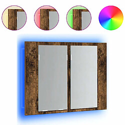 VIDAXL Armoire à miroir LED - Chêne fumé