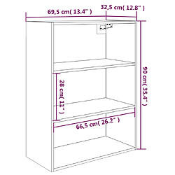 vidaXL Armoire murale Blanc 69,5x32,5x90 cm pas cher
