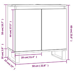 vidaXL Armoire de salle de bain noir 58x33x60 cm bois d'ingénierie pas cher