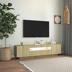 Avis vidaXL Meuble TV LED Chêne sonoma - 160 cm