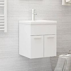 vidaXL Armoire d'évier Blanc Aggloméré avec lavabo intégré Armoire salle de bain - Aggloméré - Lavabo céramique - Trop-plein