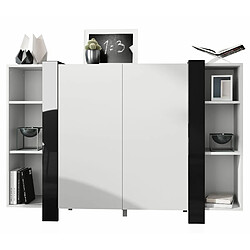 MPC Blanc et Noir Meuble avec espaces de rangement - Push-to-Open - Design moderne - L 149 x H 101 x P 34 cm