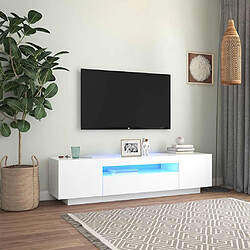vidaXL Meuble TV avec LED - Blanc