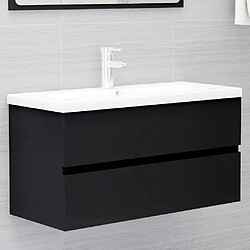 VidaXL Armoire d'évier avec lavabo intégré - Noir Armoire d'évier - Bois d'ingénierie - 1 tiroir - Lavabo céramique intégré - 90 x 38,5 x 45 cm - Robinet inclus