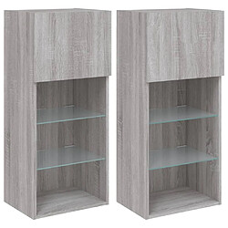 vidaXL Meubles TV avec LED - 2 pièces - Sonoma Gris