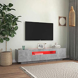 Avis vidaXL Meuble TV LED - Gris béton