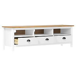 Avis vidaXL Meuble TV Hill Range Blanc Bois de pin