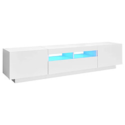 VidaXL Meuble TV LED blanc brillant 180 cm