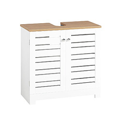 SoBuy BZR40-W Meuble sous-lavabo Meuble sous-vasque - 2 étages, 2 portes - Blanc - MDF laqué