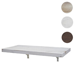 Mendler Table murale HWC-H48, table pliante murale en bois massif ~ 120x60cm shabby blanc