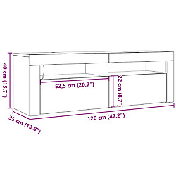 vidaXL Meuble TV LED 120x35x40 cm - Blanc pas cher