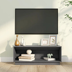 vidaXL Meuble TV Gris 90x35x35 cm Bois de pin massif