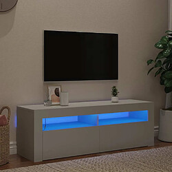 vidaXL Meuble TV LED 120x35x40 cm - Blanc Meuble TV avec LED - Bois d'ingénierie - Eclairage personnalisé