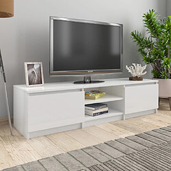 vidaXL Meuble TV blanc brillant 140x40x35,5 cm bois d'ingénierie