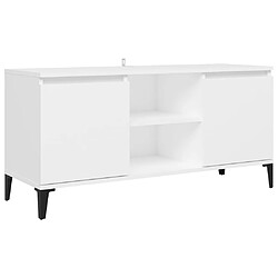 vidaXL Meuble TV avec pieds métal blanc 103 cm