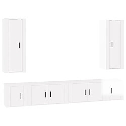 vidaXL Ensemble de meubles TV 6 pcs - Blanc brillant