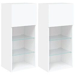 vidaXL Meubles TV avec LED - Blanc