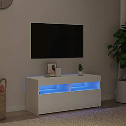 vidaXL Meuble TV LED - Blanc