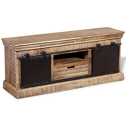 Helloshop26 Meuble TV industriel bois de manguier - Multicolore