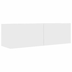 vidaXL Meuble TV mural - Blanc - 100 cm - Bois d'ingénierie