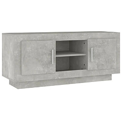 vidaXL Meuble TV gris béton 102x35x45 cm bois d'ingénierie