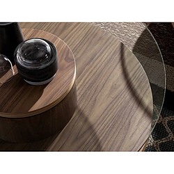 Angel Cerda Table basse ronde en verre trempé et noyer pas cher