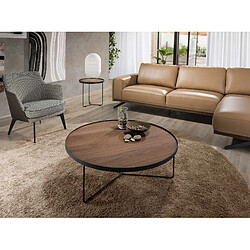 Avis Angel Cerda Table basse ronde en noyer et acier noir