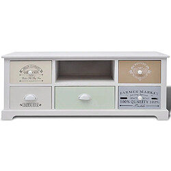 Helloshop26 Meuble TV rétro - Blanc