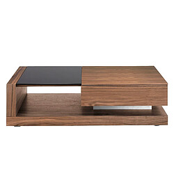 Angel Cerda Table basse rectangulaire Table basse rectangulaire Verre noir et noyer