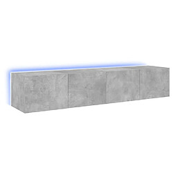 vidaXL Meubles TV muraux LED - 2 pcs - Gris Béton