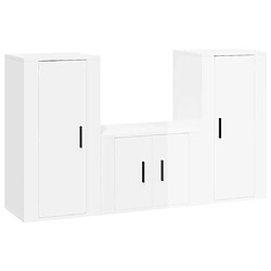 vidaXL Ensemble de meubles TV 3 pcs - Blanc brillant