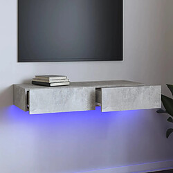 Meuble TV VidaXL LED Gris béton 90x35x15,5 cm