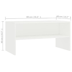 vidaXL Meuble TV Blanc 80x40x40 cm Bois d’ingénierie pas cher
