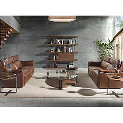 Acheter Angel Cerda Table basse triangulaire en verre trempé, acier noir et noyer