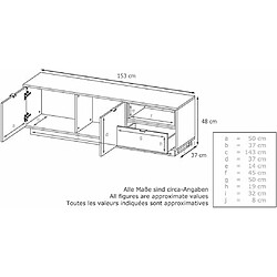 Mpc Meuble TV 153 Cm Laqué Blanc Avec Insertion Aspect Chêne Nordique + LED (lxhxp) : 153 X 48 X 38. pas cher