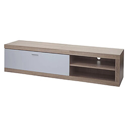 Mendler Meuble TV - 180cm - Aspect chêne et blanc