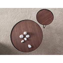 Angel Cerda Table basse ronde en noyer et acier noir pas cher