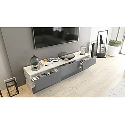 Mpc Meuble TV Avec Socle Blanc Haute Brillance et avola-anthracite +LED (178 X Variable X 39 Cm) pas cher