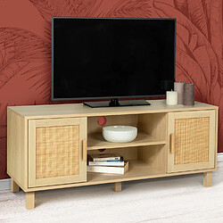 Idmarket market Meuble TV ELIN - Cannage naturel, 115 cm