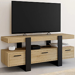 Idmarket MARKET Meuble TV PHOENIX - Bois et Noir