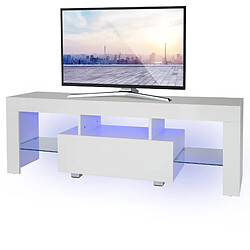 ECD Germany Meuble TV LED - Blanc