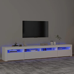 vidaXL Meuble TV avec lumières LED Blanc 240x35x40 cm